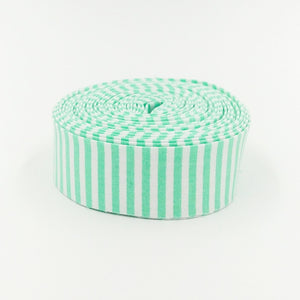 Quilt Binding Sweet Mint Green and White 1/8&#39;&#39; Stripe 1 1/4&quot; Single Fold Binding