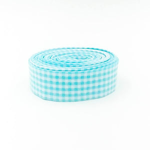 Quilt Binding Aqua and White 1/8&#39;&#39; Checked Single Fold 1 1/4&quot; Binding
