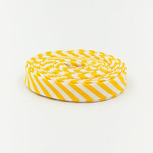Double Fold Bias Tape Yellow & White Stripe Bias Binding