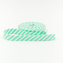 Load image into Gallery viewer, Double Fold Bias Tape Sweet Mint Green &amp; White Stripe Bias Binding
