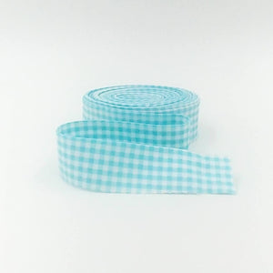 Quilt Binding Aqua and White 1/8&#39;&#39; Checked Single Fold 1 1/4&quot; Binding