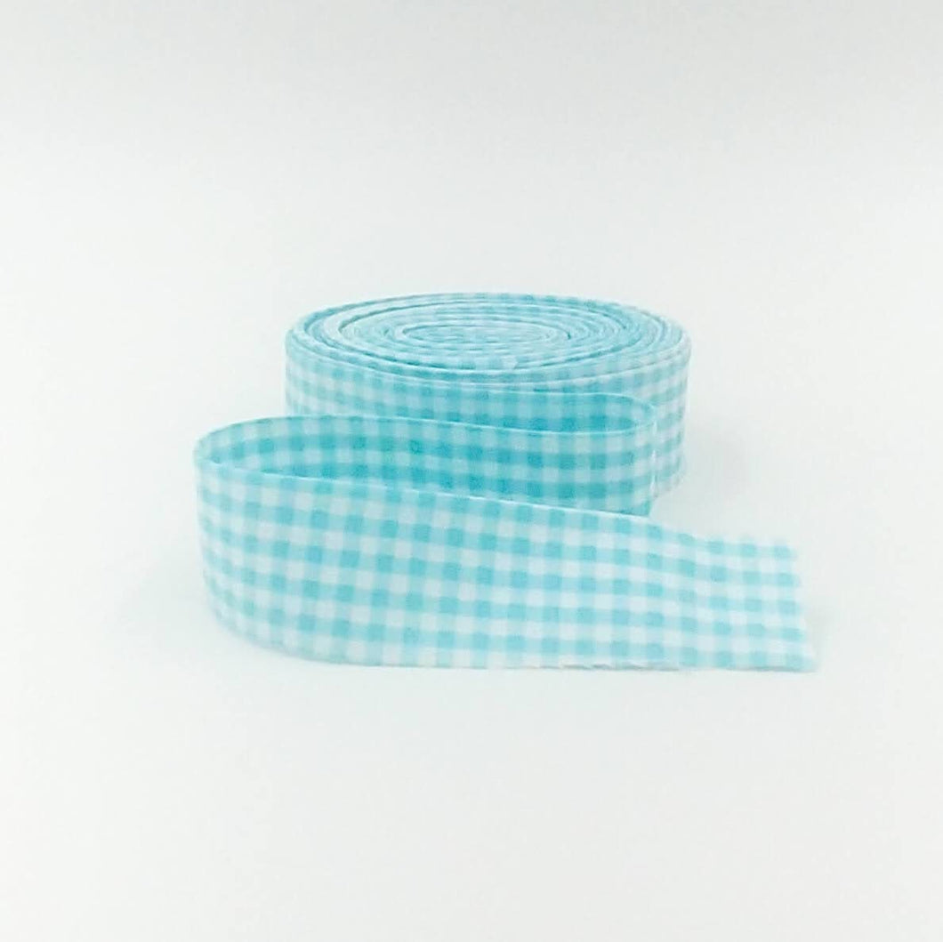 Quilt Binding Aqua and White 1/8'' Checked Single Fold 1 1/4" Binding