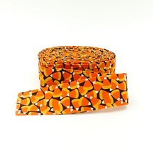 Load image into Gallery viewer, Quilt Binding Candy Corn Orange Black 1 1/4" Single Fold Binding Halloween
