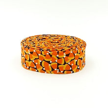 Load image into Gallery viewer, Quilt Binding Candy Corn Orange Black 1 1/4" Single Fold Binding Halloween
