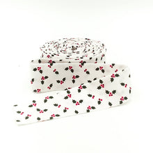 Load image into Gallery viewer, Quilt Binding Holly Holiday Holly White 1 1/4" Single Fold
