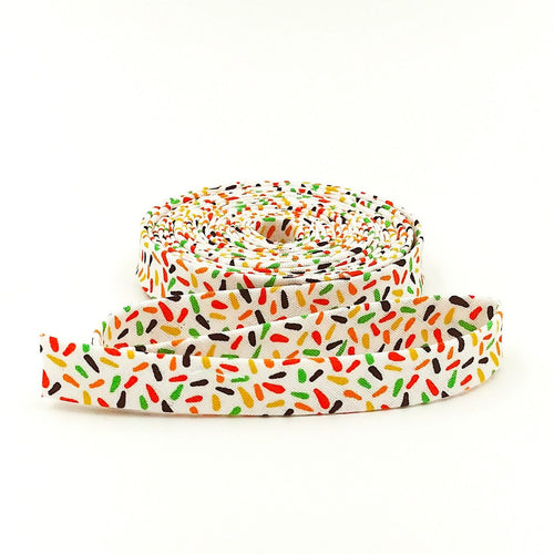 Double Fold Bias Tape 1/2'' Jittery Jimmies White Boolicious Halloween Bias Binding