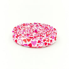 Load image into Gallery viewer, Double Fold Bias Tape 1/2'' Calendar Girl Hearts White Valentines Bias Binding
