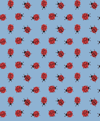 Ladybird Ladybug Dot Blue Fabric Half Yard