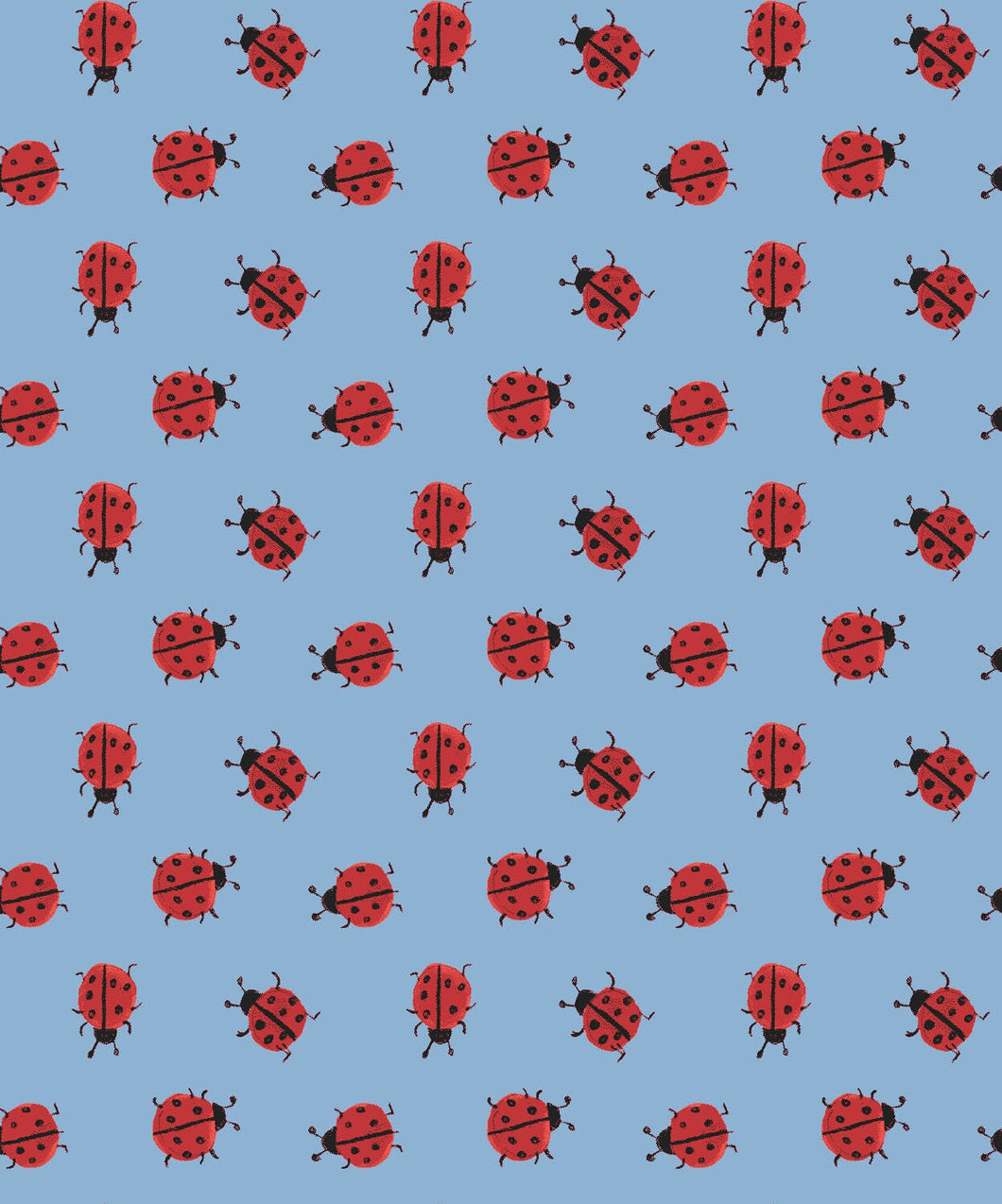 Ladybird Ladybug Dot Blue Fabric Half Yard