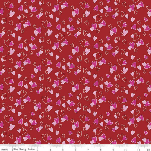 Gnomes In Love Hearts Red Half Yard Fabric