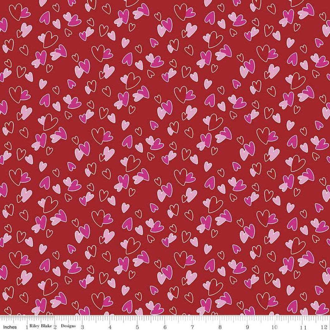 Gnomes In Love Hearts Red Half Yard Fabric