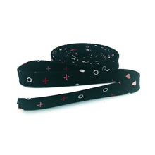 Load image into Gallery viewer, Double Fold Bias Tape 1/2'' Falling In Love  Hearts Black Dani Mogstad
