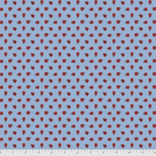 Load image into Gallery viewer, Ladybird Ladybug Dot Blue Fabric Half Yard
