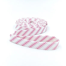 Load image into Gallery viewer, Double Fold Bias Tape 1/2'' Ticking Stripes Red &amp; White Bias Binding
