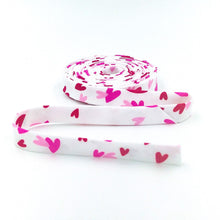 Load image into Gallery viewer, Double Fold Bias Tape 1/2'' Gnomes In Love Hearts White Valentines Bias Binding
