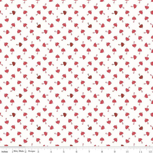 Red Hot Umbrellas Cream Riley Blake Designs Half Yards