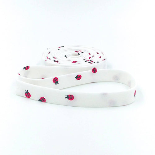 Double Fold Bias Tape 1/2'' Red Hot Ladybug White Bias Binding