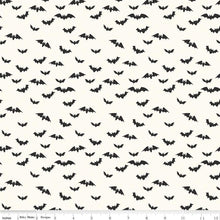 Load image into Gallery viewer, Bad to the Bone Bats White Black Riley Blake Designs Half Yards
