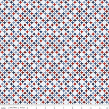 Load image into Gallery viewer, Patriotic Geometric Red White Blue Fabric Half Yards
