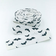 Load image into Gallery viewer, Quilt Binding Bats Black White 1 1/4" Binding Halloween
