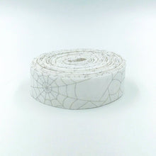 Load image into Gallery viewer, Quilt Binding Bad to the Bone Spider Webs White Silver Halloween
