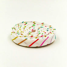 Load image into Gallery viewer, Double Fold Bias Tape 1/2'' Sunshine Blvd Stripe White Bias Binding
