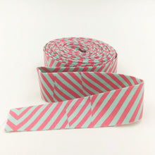 Load image into Gallery viewer, Quilt Binding Tula Pink Moon Garden Lazy Stripe Lunar Aqua Pink
