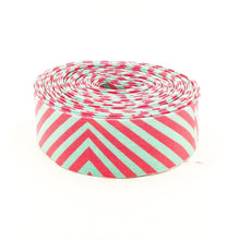 Load image into Gallery viewer, Quilt Binding Tula Pink Moon Garden Lazy Stripe Lunar Aqua Pink
