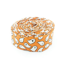 Load image into Gallery viewer, Quilt Binding Spooky Schoolhouse Ghosts Orange 1 1/4" Single Fold Binding Halloween
