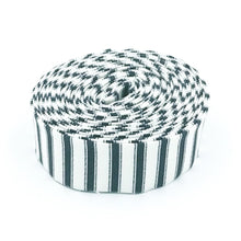 Load image into Gallery viewer, Quilt Binding Yuletide Forest Ticking Stripe Charcoal Cream 1 1/4" Single Fold Binding Christmas
