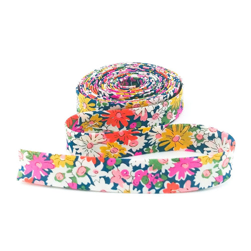 Double Fold Bias Tape 1/2'' Wide Liberty of London Tana Lawn Libby Blue 3 Yards Bias Binding