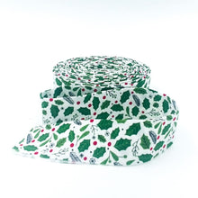 Load image into Gallery viewer, Quilt Binding The Magic of Christmas Holly White 1 1/4" Single Fold Binding My Mind's Eye
