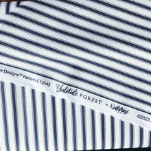Load image into Gallery viewer, Quilt Binding Yuletide Forest Ticking Stripe Charcoal Cream 1 1/4" Single Fold Binding Christmas
