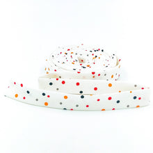Load image into Gallery viewer, Double Fold Bias Tape 1/2'' Hey Bootiful Dots Off White Halloween Bias Binding
