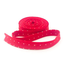 Load image into Gallery viewer, Double Fold Bias Tape 1/2'' Tiny Dots Watermelon Red Tula Pink Binding
