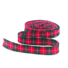 Load image into Gallery viewer, Double Fold Bias Tape 1/2'' Woodsman Plaid Red Black Bias Binding
