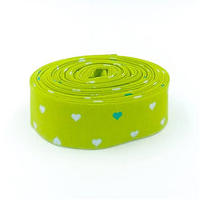 Load image into Gallery viewer, Quilt Binding Tula Pink Besties Unconditional Love Hearts Clover/Teal Single Fold 1 1/4" Wide

