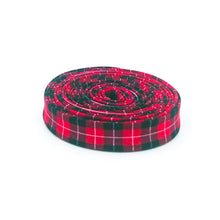 Load image into Gallery viewer, Double Fold Bias Tape 1/2'' Woodsman Plaid Red Black Bias Binding
