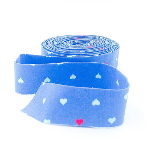 Quilt Binding Tula Pink Besties Unconditional Love Hearts Bluebell Single Fold 1 1/4" Wide
