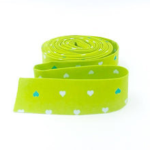 Load image into Gallery viewer, Quilt Binding Tula Pink Besties Unconditional Love Hearts Clover/Teal Single Fold 1 1/4" Wide
