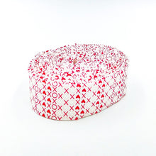 Load image into Gallery viewer, Quilt Binding I Love Us XOX Cream Red Single Fold 1 1/4" Binding
