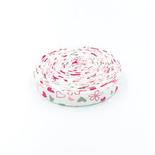 Load image into Gallery viewer, Double Fold Bias Tape 1/2'' I Love Us Hearts and Flowers Ivory Red Bias Binding Sandy Gervais
