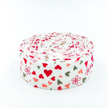 Load image into Gallery viewer, Quilt Binding I Love Us Cream Hearts and Daisies Single Fold 1 1/4" Binding
