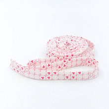 Load image into Gallery viewer, Double Fold Bias Tape 1/2'' I Love Us X's and O's Ivory Red Bias Binding Sandy Gervais
