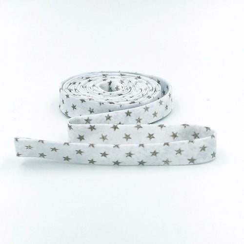 Double Fold 1/2'' Bias Tape Eclectic Elements Tiny Stars Linen-color Bias Binding Text Print Fabric Tim Holtz