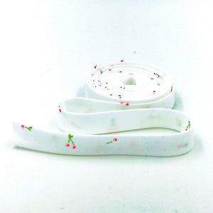 Double Fold Bias Tape 1/2&#39;&#39; Hust Hush 3 Cherries Jubilee White Bias Binding Riley Blake Designs