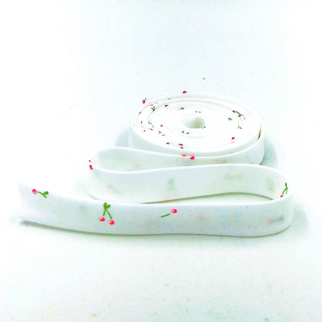 Double Fold Bias Tape 1/2'' Hust Hush 3 Cherries Jubilee White Bias Binding Riley Blake Designs
