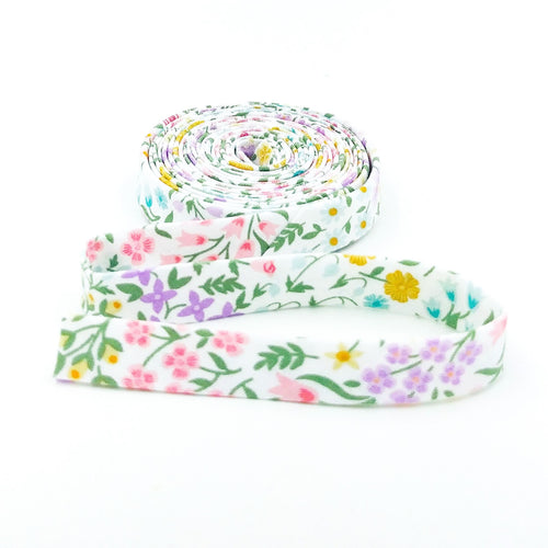 Double Fold Bias Tape 1/2'' Bunny Trail Spring Floral Cream Bias Binding Echo Park