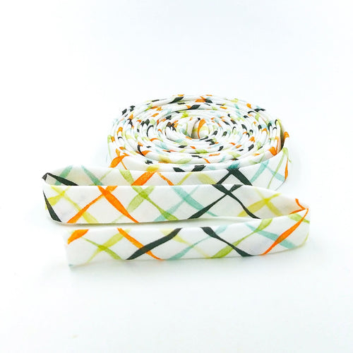 Double Fold Bias Tape 1/2'' Happy at Home Plaid White Bias Binding Tara Reed