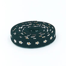 Load image into Gallery viewer, 1/2'' Bias Tape Daisies Black/ White Hop Hop Hooray Black Riley Blake Designs
